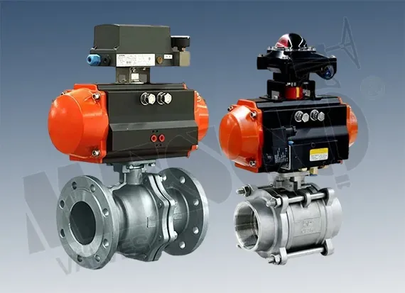 Pneumatic actuator ball valves – flanged and screwed